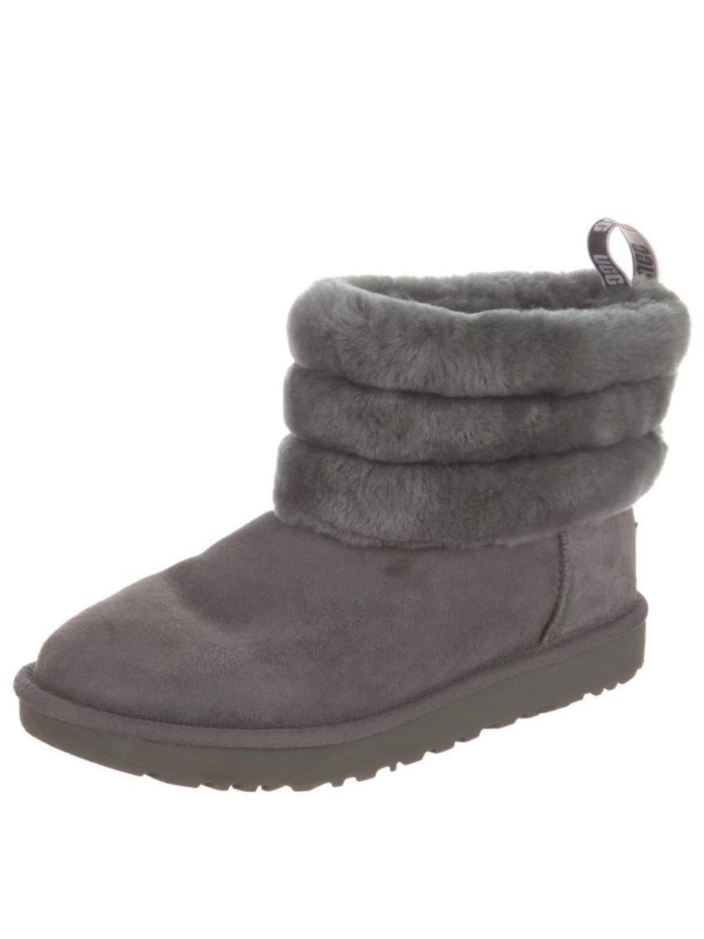 UGG Gray Faux-Fur Cuff Ankle Boots